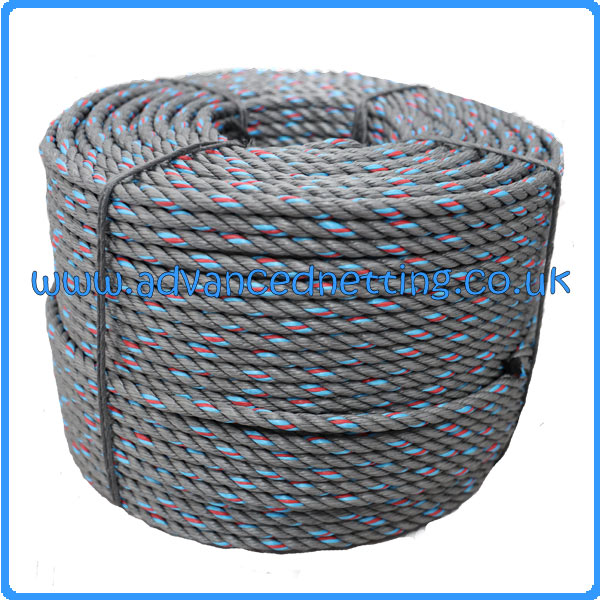 10mm Ocean Super Polysteel Rope 220m Coil Colour: Grey with Blue/Red/Blue Tracer