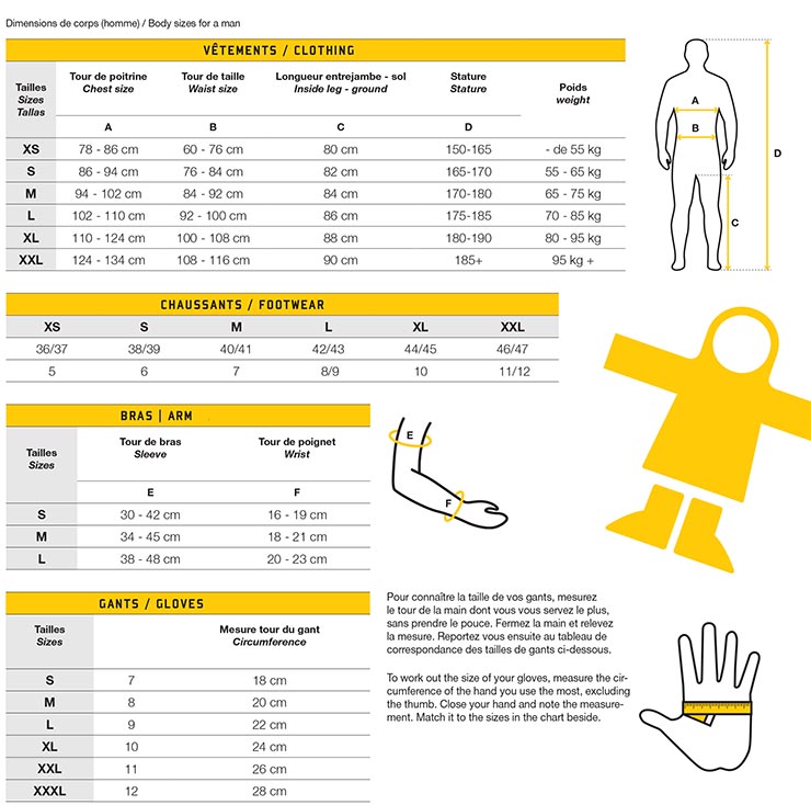 Guy Cotten Size Guide